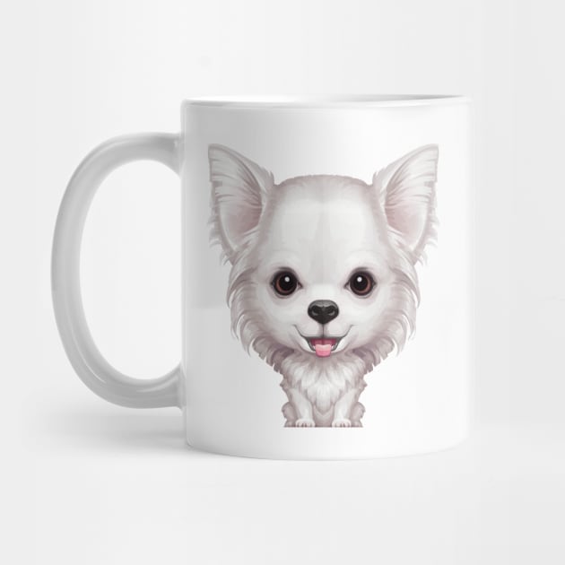 White Long Coat Chihuahua Dog by stonemask